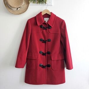 Petite Sophisticate Red Wool Cashmere Toggle Coat Women’s Size M Classic